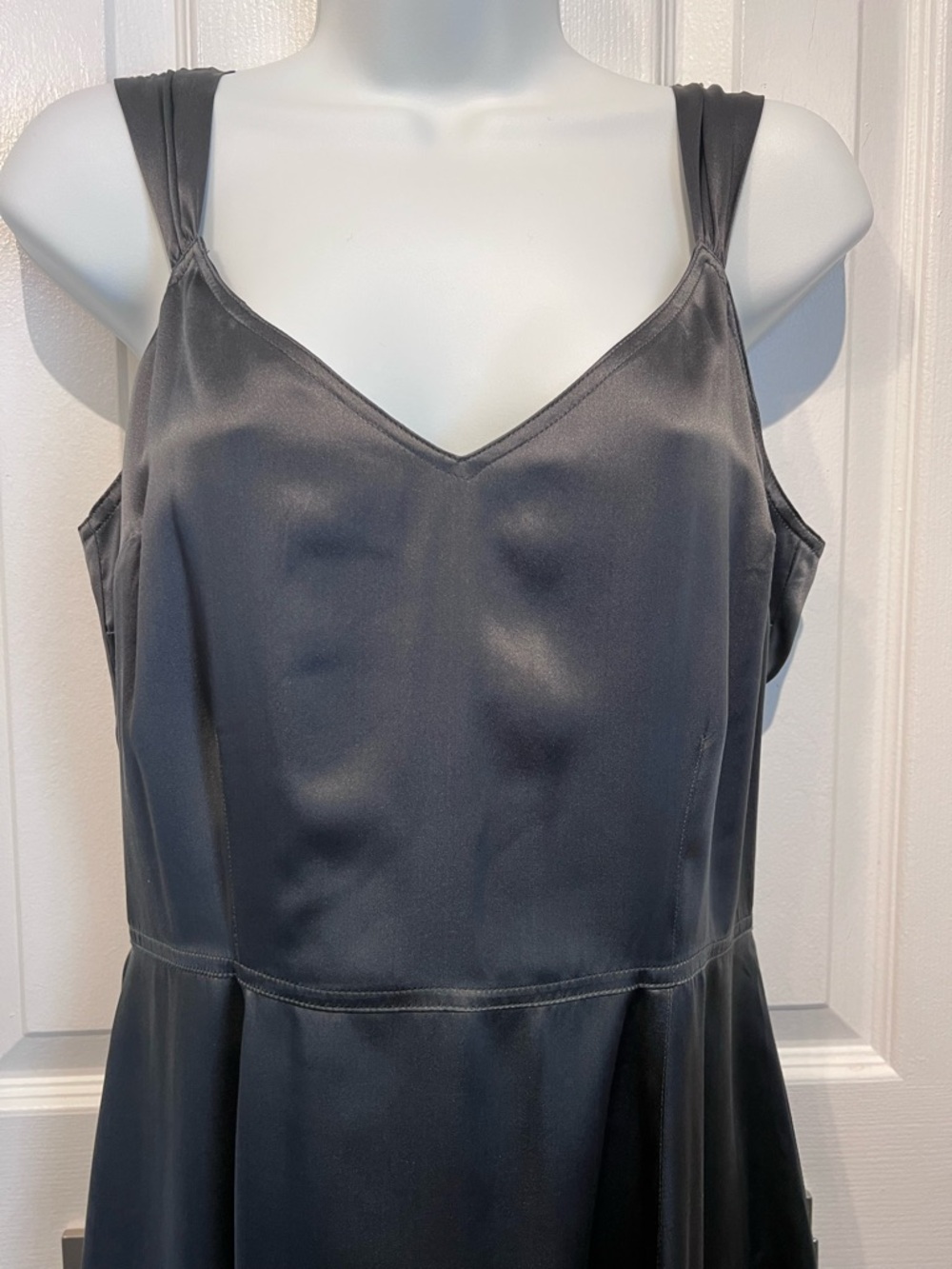 Jacob Grey/Pewter 100% Silk Vintage‎ Fit & Flare Dress Size 10 - Picture 4 of 13